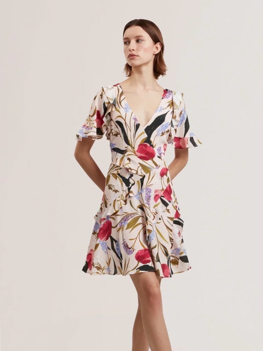 Ted Baker Floral Wrap Dress in White, Pink and Green- Issiia Dress | Pale Pink